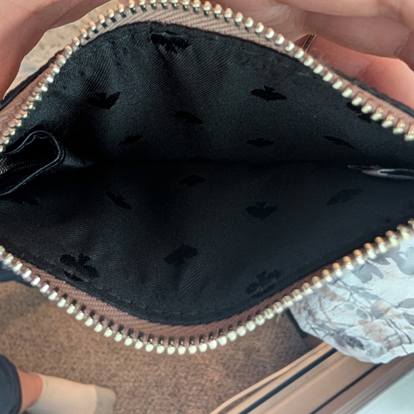 Kate Spade Glitter Card Holder Coin Purse Keychain Silver Black - Picture 4 of 5